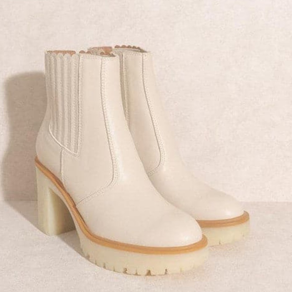 Oasis Cream Heeled Ankle Boots